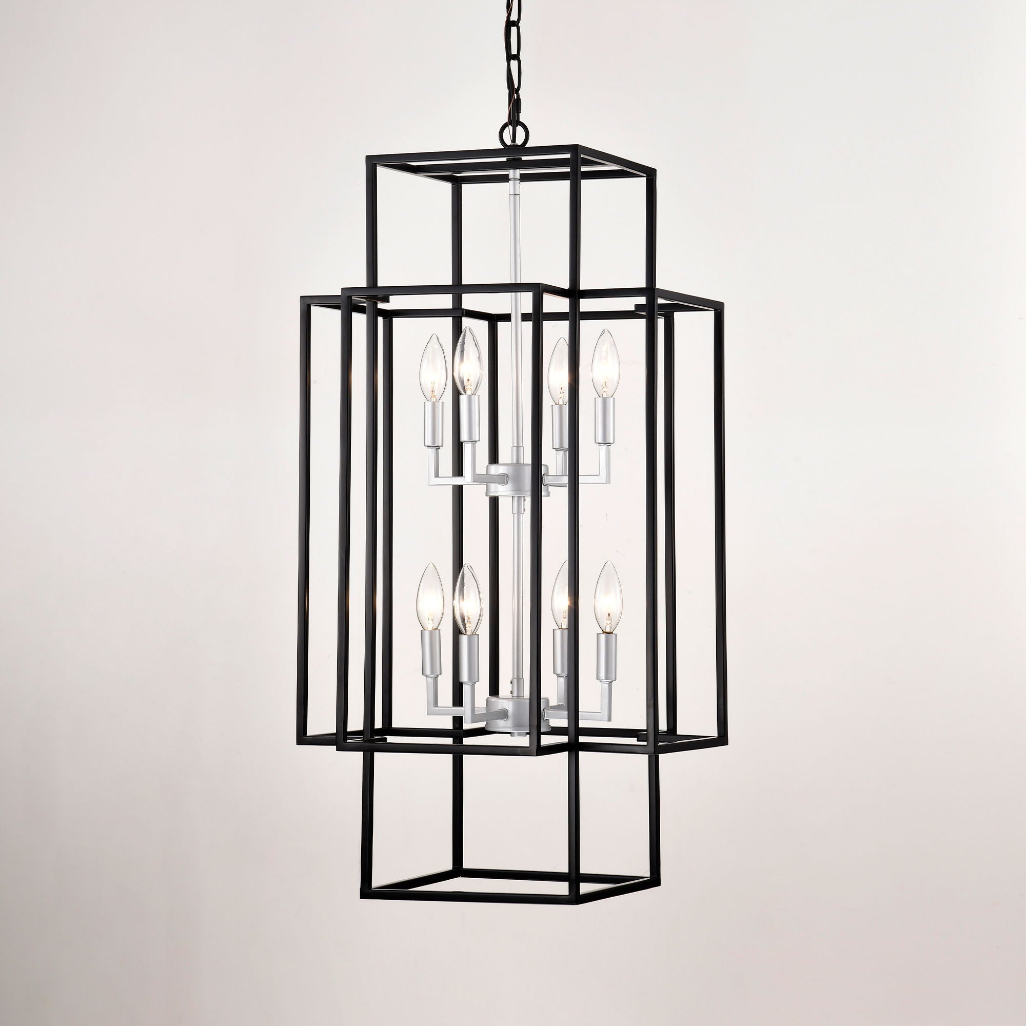 8 Light Lantern Chandelier Lighting, Entryway Chandeliers For High Ceilings, Chandeliers For Dining Room, Foyer, Entry, Staircase, Hallway, Height Adjustable (E12 Bulbs Not Included)