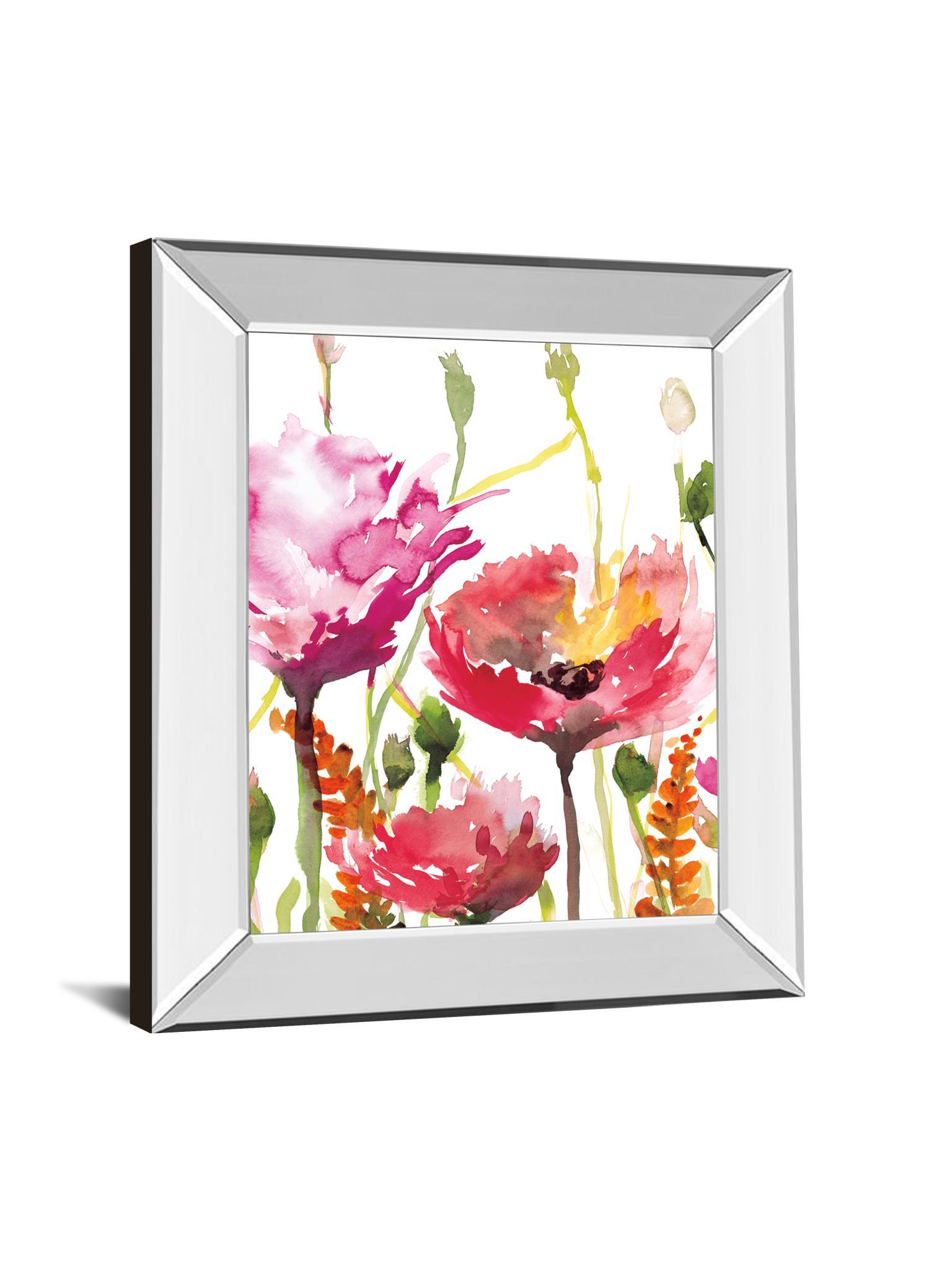 Blooms And Buds By Rebecca Meyers - Mirror Framed Print Wall Art - Pink