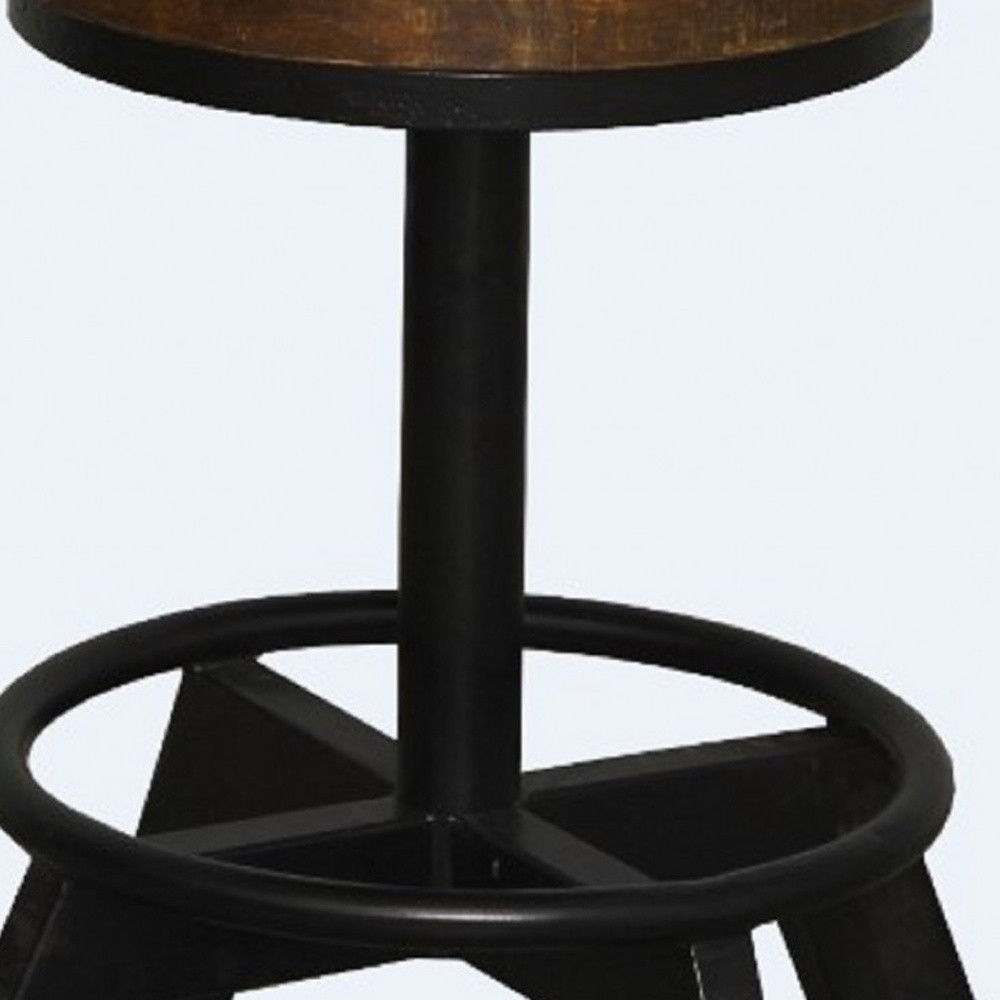 Iron Backless Bar Chair - Brown / Black