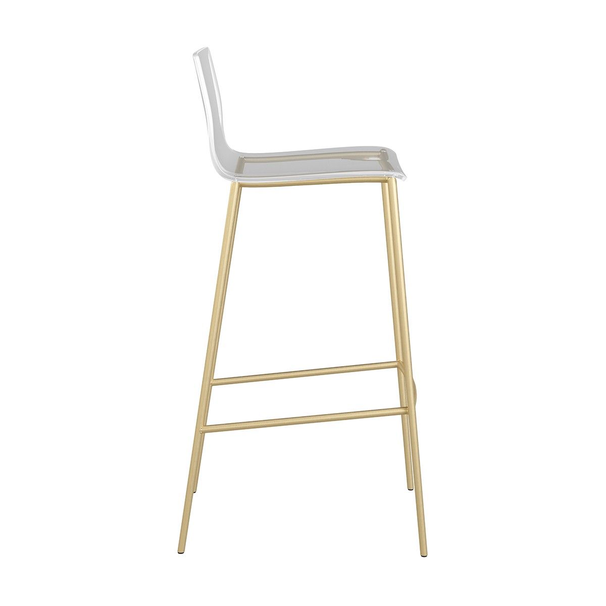 Plastic Low Back Bar Height Bar Chairs (Set of 2) - Clear / Gold