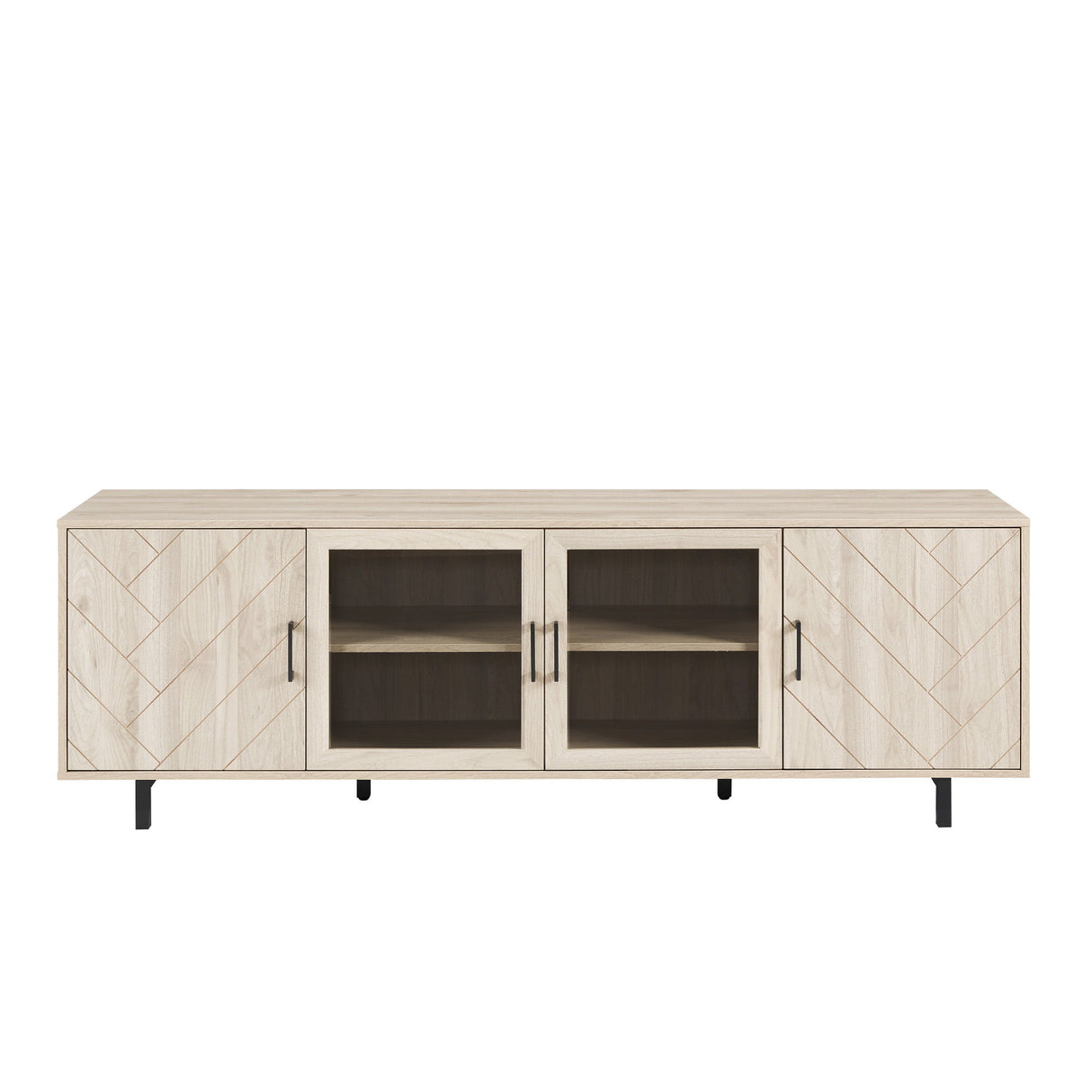 Modern Scandinavian 4 Door Herringbone 70" TV Stand For TVs Up To 80" by Walker Edison | Bel Furniture