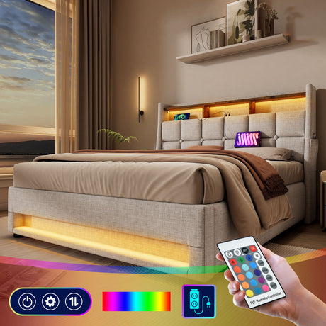 Upholstered Platform Bed With A Hydraulic Storage System, LED And USB Charging (Without Mattress) - view 37