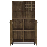 Mendoza - 2 Door Home Bar Cabinet Wine Storage - Rustic Oak by CoasterEveryday | Bel Furniture