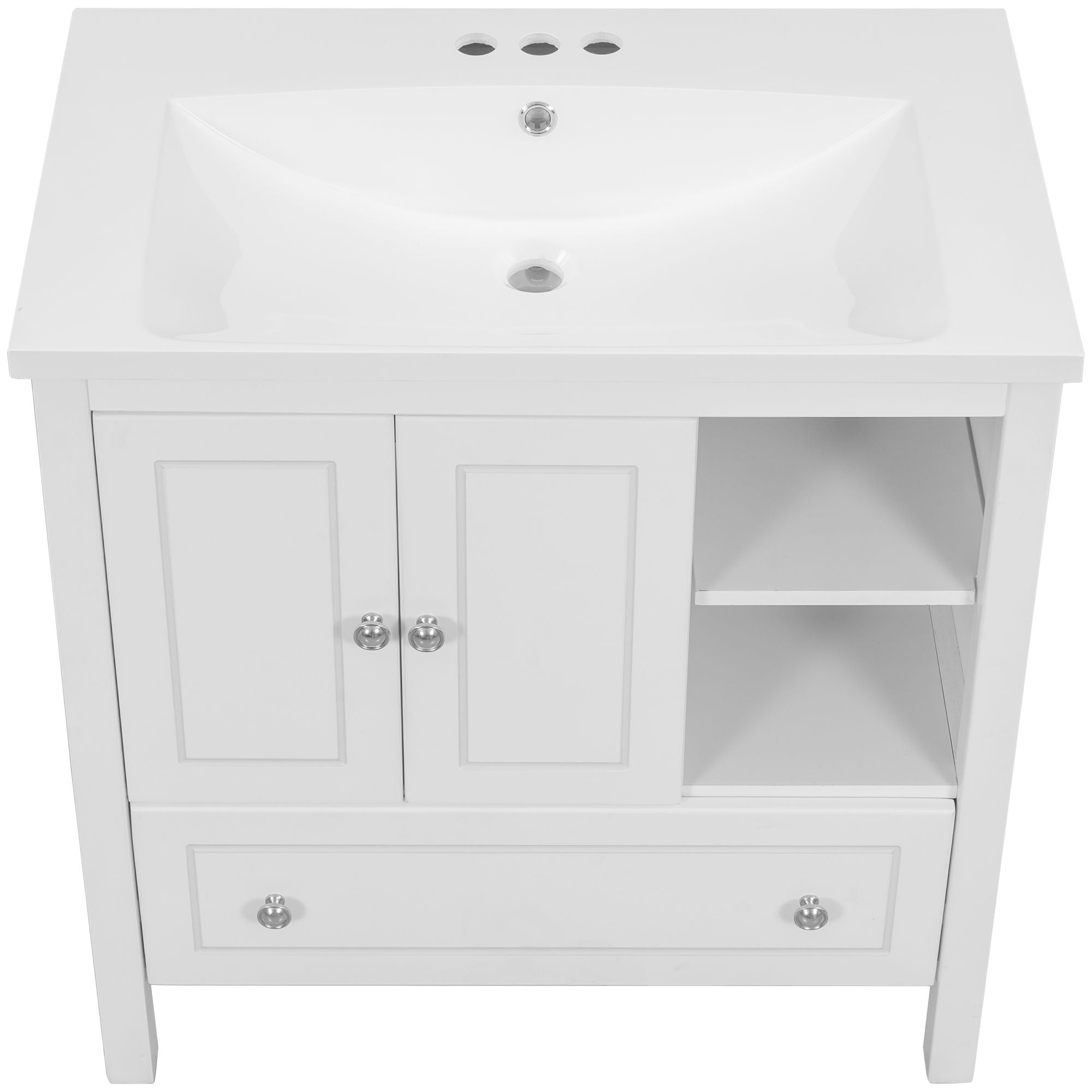 Bathroom Vanity With Sink, Bathroom Storage Cabinet With Doors And Drawers, Solid Wood Frame, Ceramic Sink