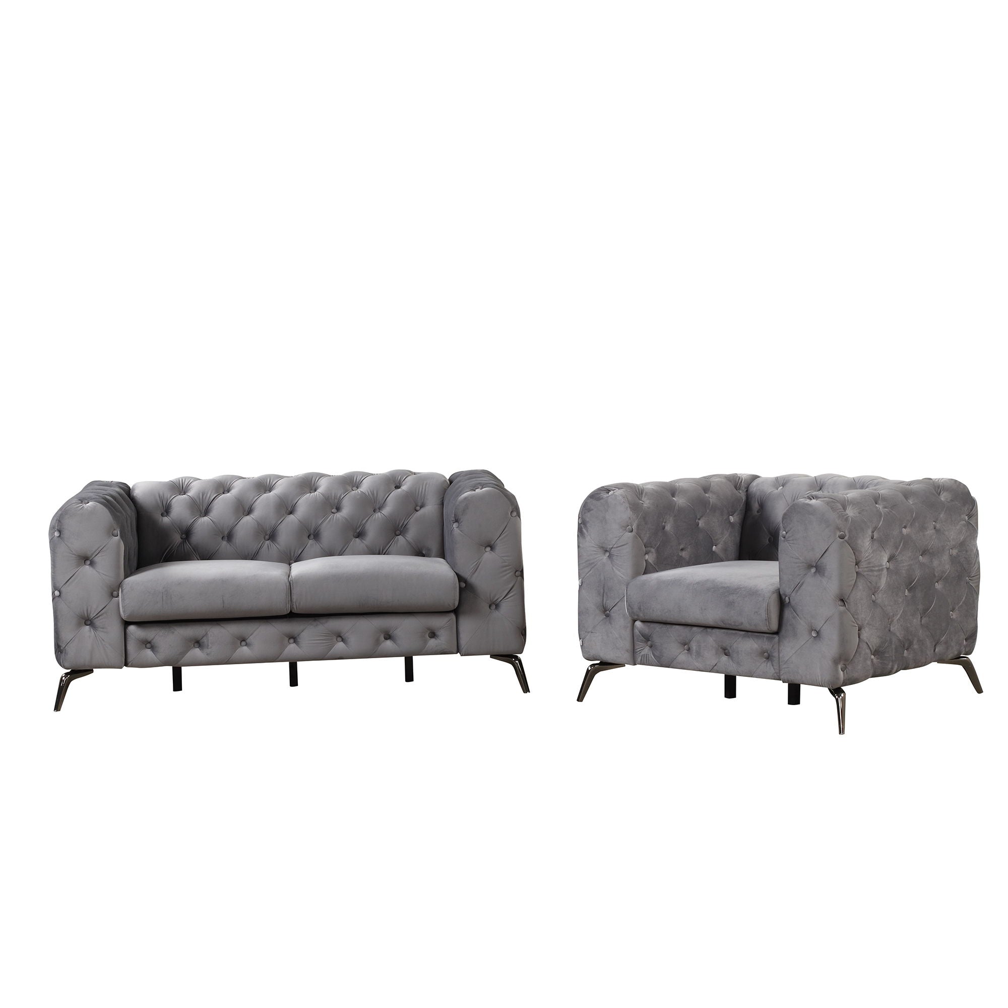 3 Piece Sofa Sets Modern With Sturdy Metal Legs, Velvet Upholstered Couches Sets Including Three Seat Sofa, Loveseat And Single Chair For Living Room Furniture Set