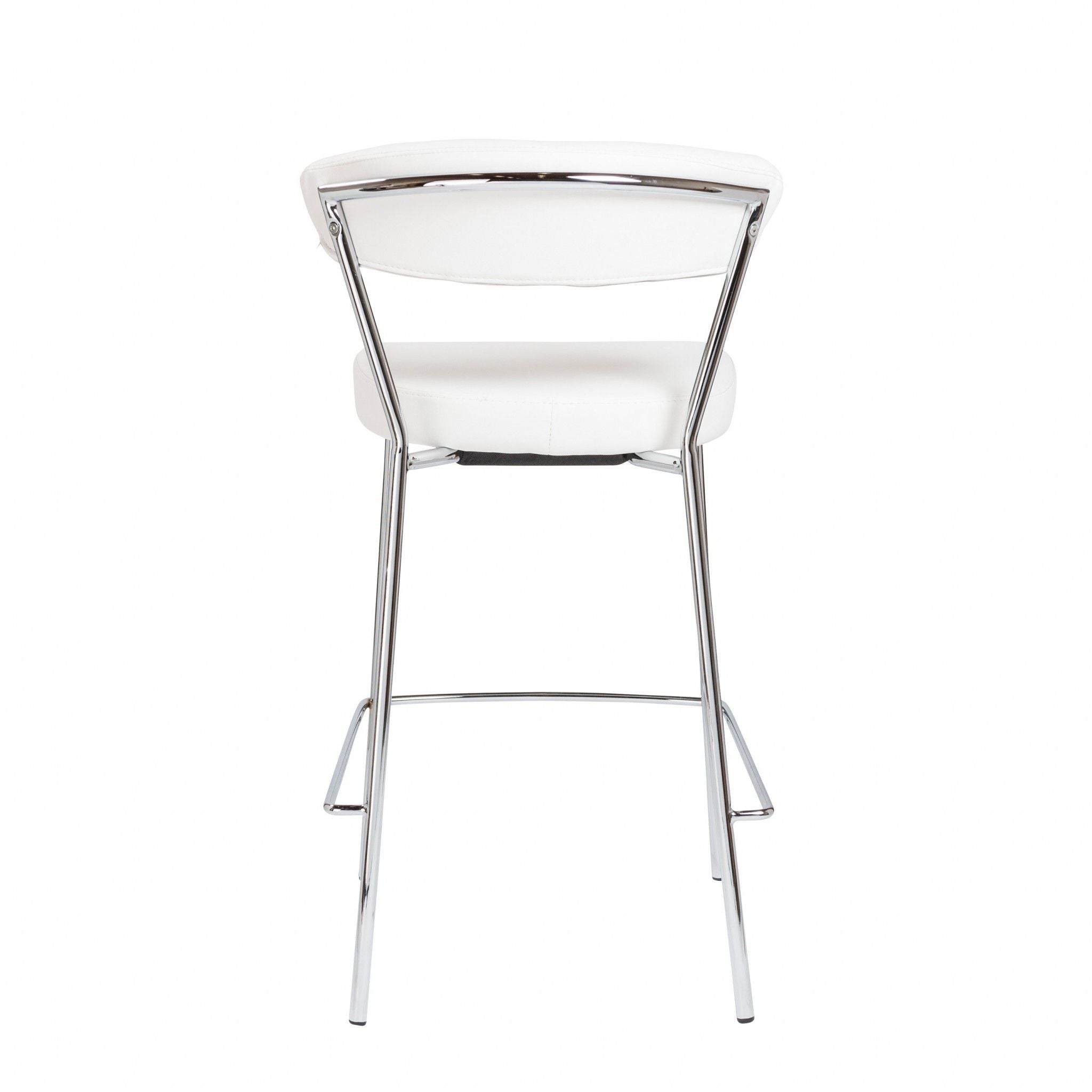 Steel Low Back Counter Height Bar Chairs (Set of 2) - White / Silver