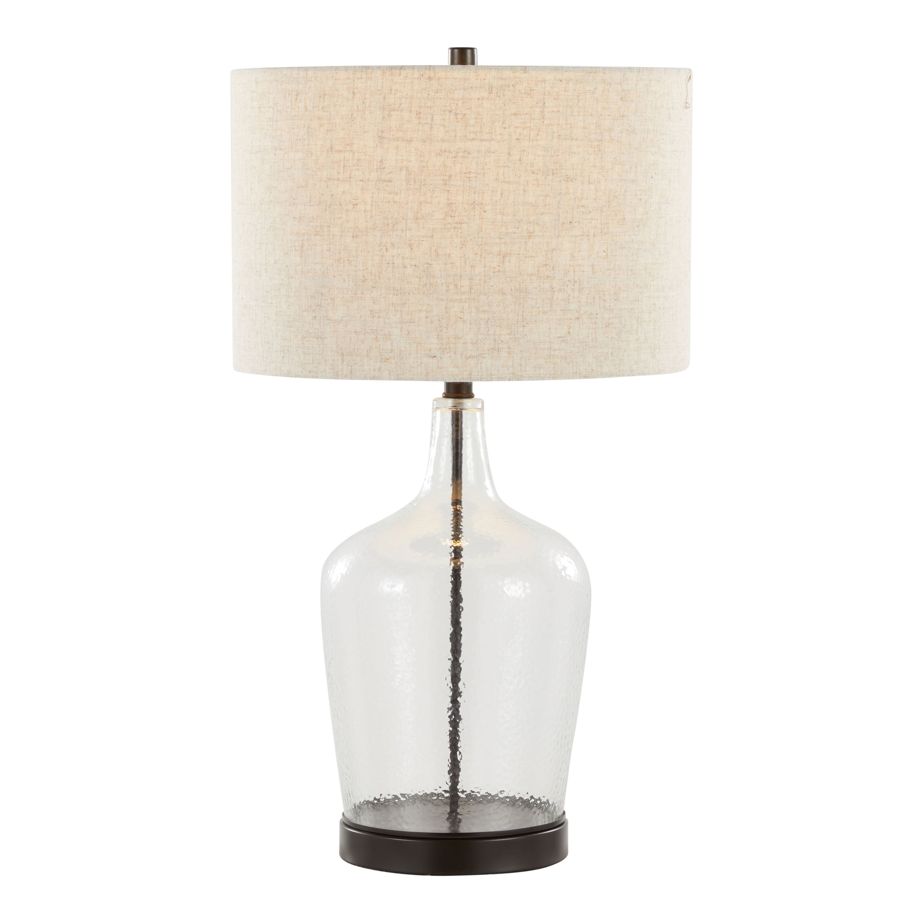 Botella - Contemporary Table Lamp Built In USB Port (Set of 2) - Clear / Oil Bronze / Natural