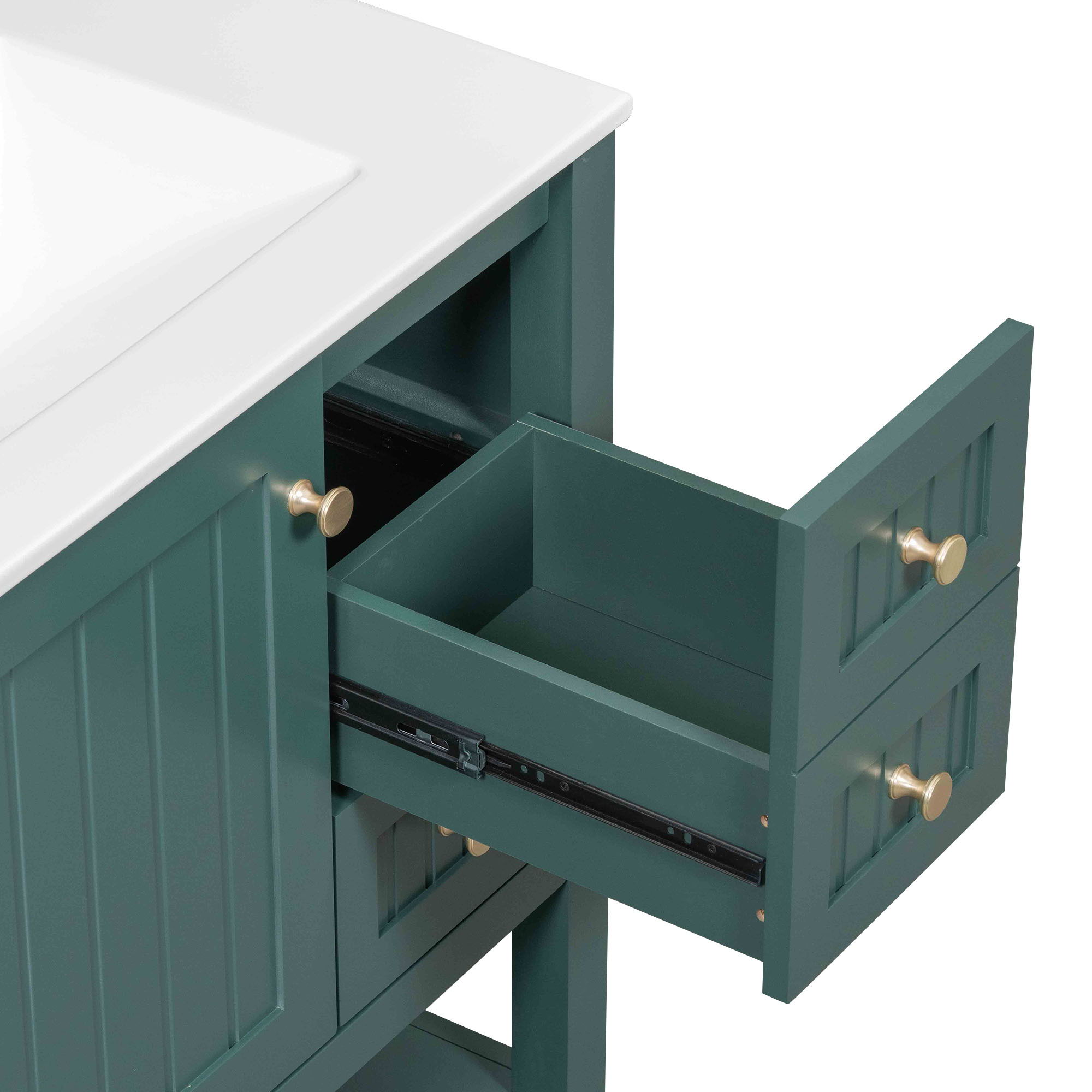 Transitional Style Bathroom Vanity Cabinet Combo With Ceramic Sink