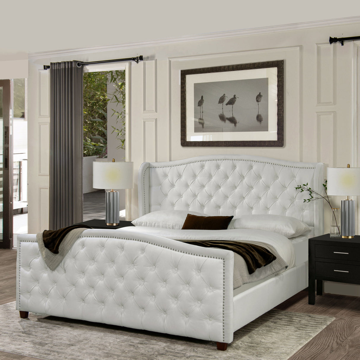 Marcella - Upholstered Shelter Headboard Bed Set by Jennifer Taylor Home | Bel Furniture