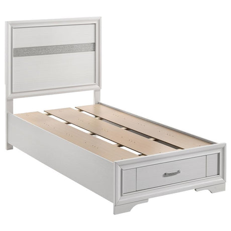 Miranda - Wood Storage Panel Bed White Twin by CoasterEveryday | Bel Furniture