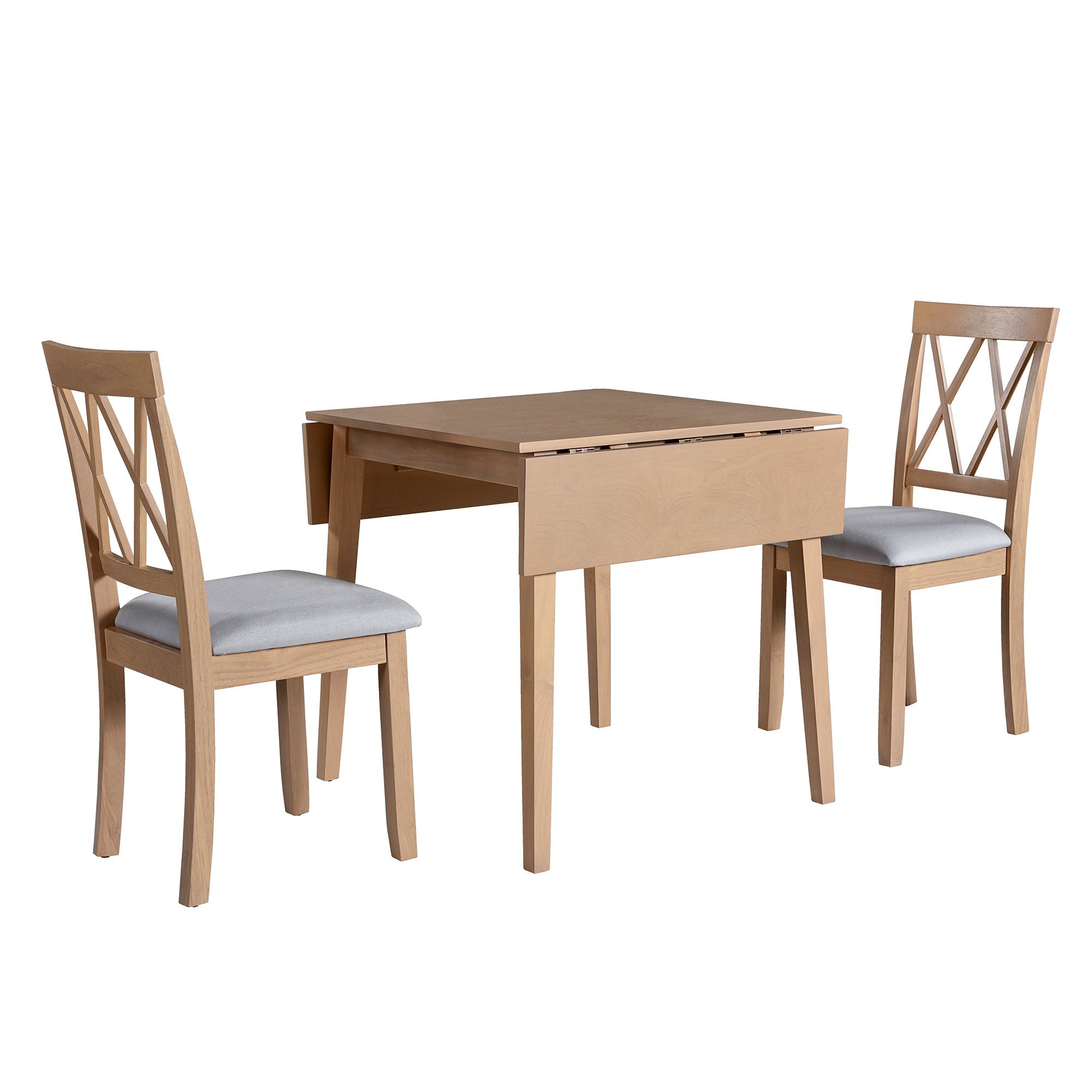 3 Piece Kitchen Dining Set With Drop Leaf Dining Table And 2 Dining Upholstered Chairs, Dining Room Set For Small Places