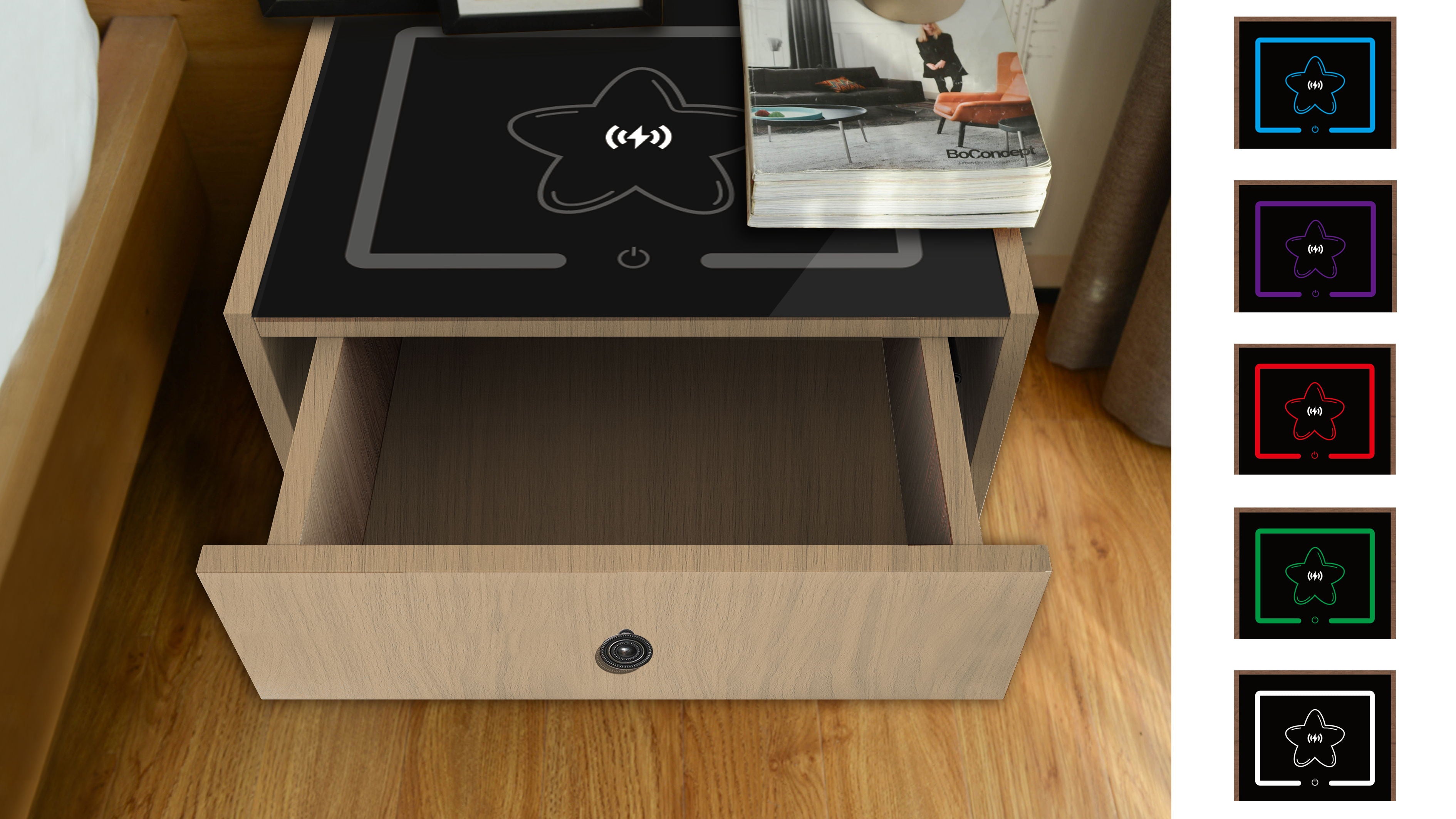 Nightstand With Wireless Charging Station