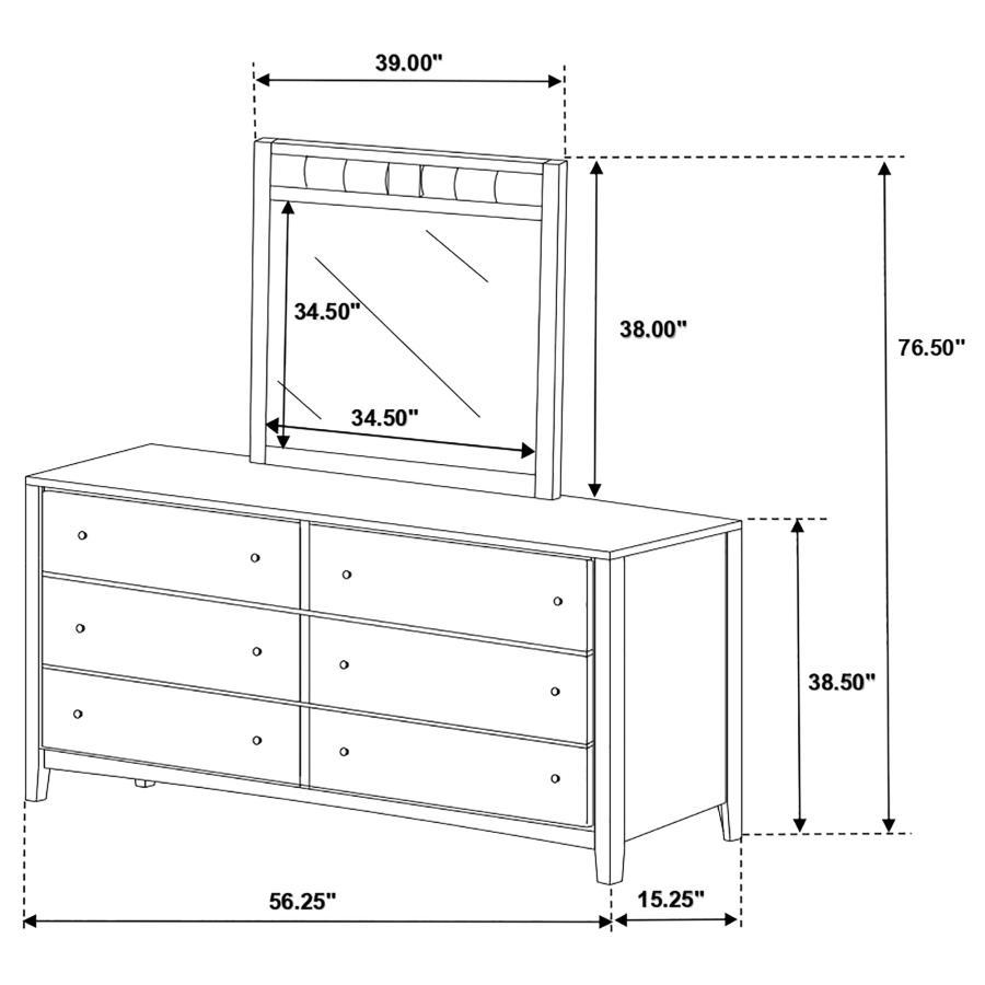 Carlton - 6-Drawer Dresser With Mirror - Cappuccino