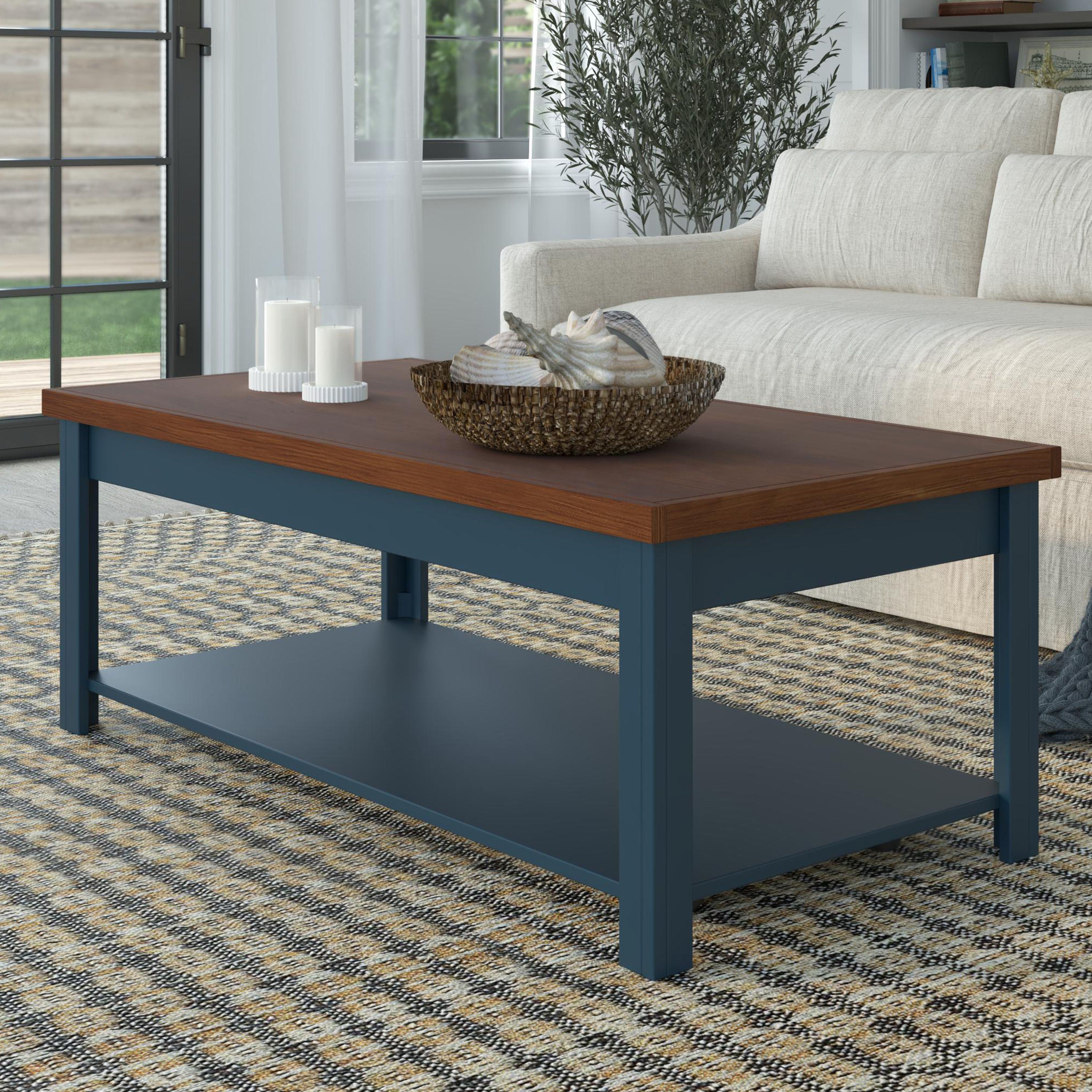 Nantucket - Chairside Table Wooden - Blue Denim, Whiskey