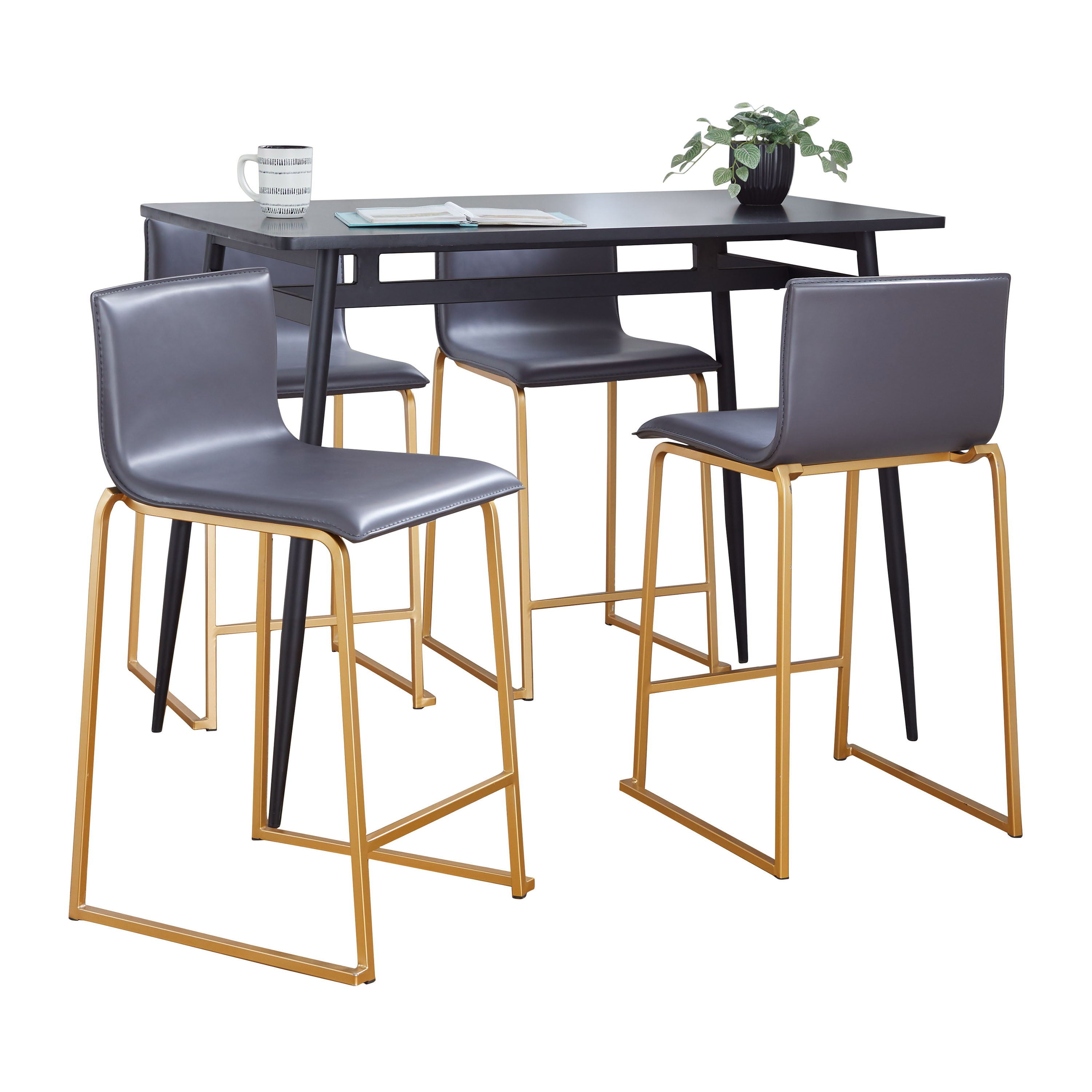 Marcel Mara - 5 Piece Upholsted Contemporary Counter Height Dining Set