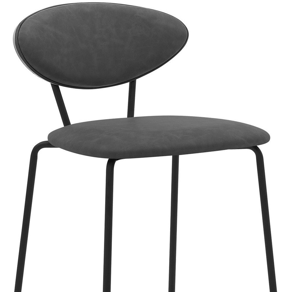 Faux Leather Low Back Counter Height Bar Chair - Gray / Black