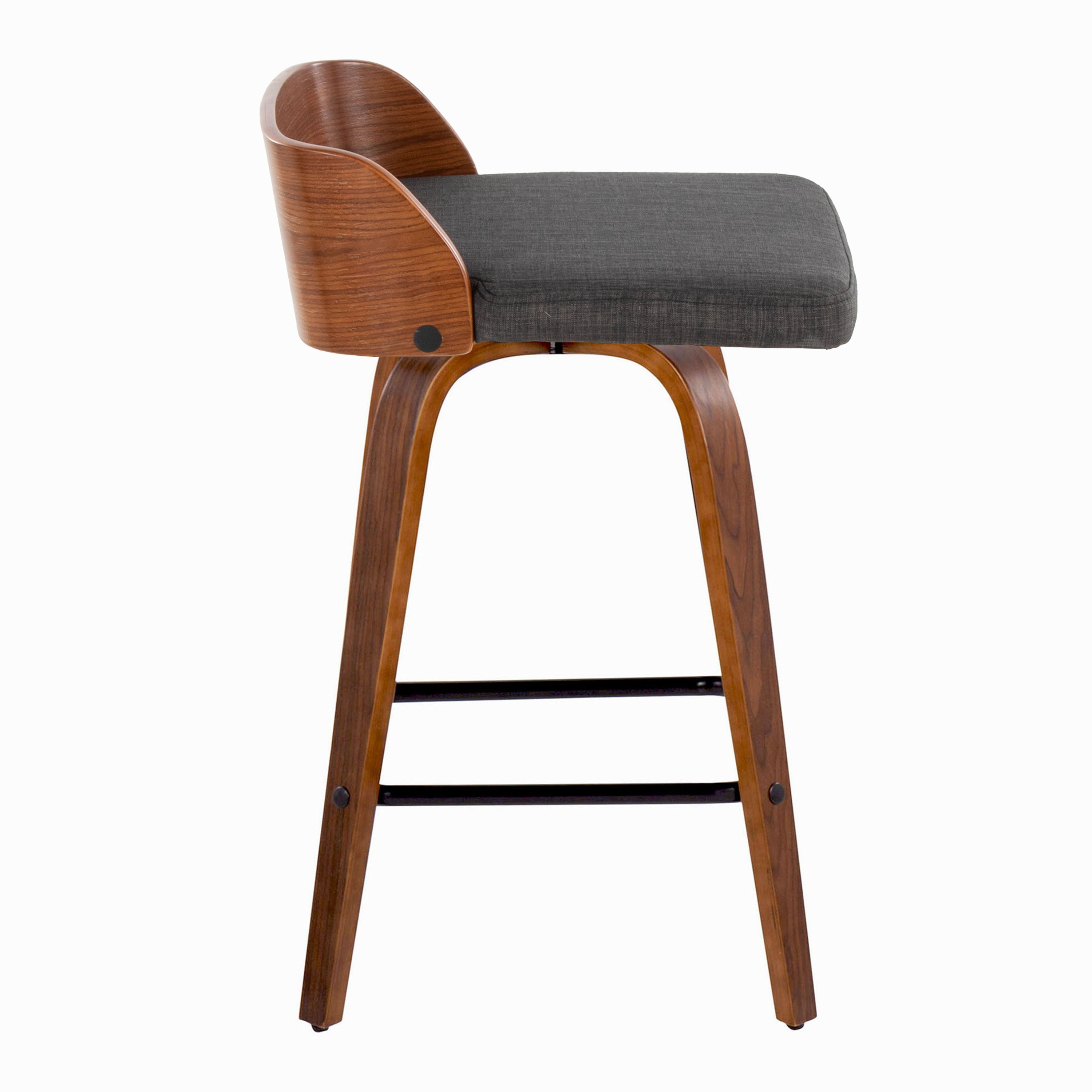 Maya - Mid Century Modern Fixed Height Counter Stool With Swivel And Square Footrest (Set of 2)