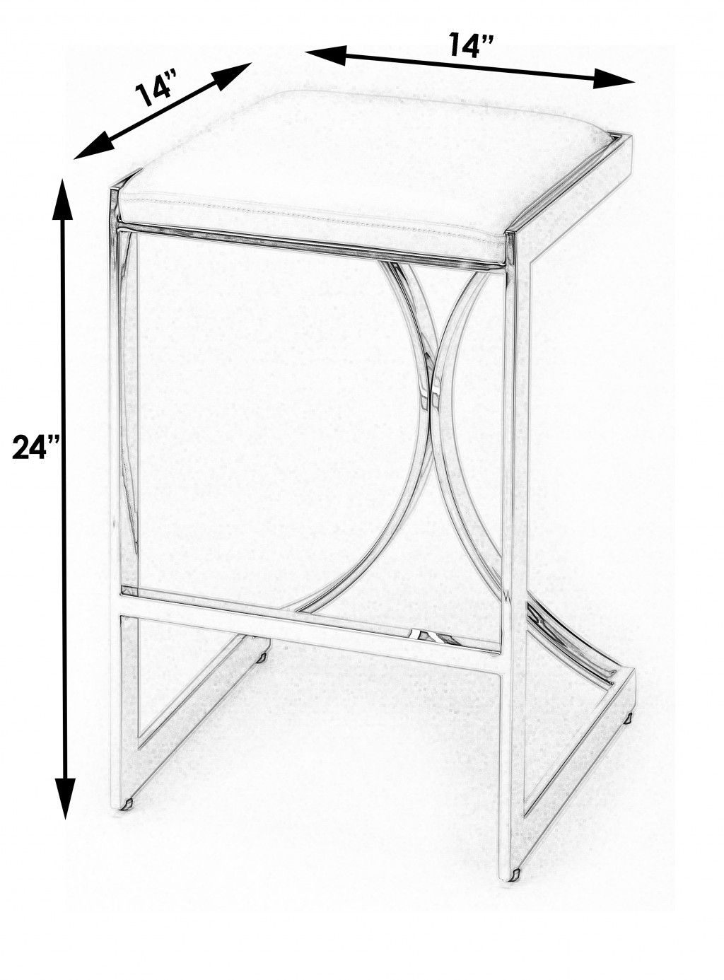 Backless Counter Height Bar Chair - Off White / Silver