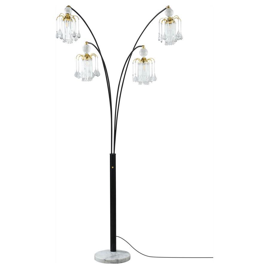 Maisel - Hanging Crystal Arc Tree Floor Lamp - Black by CoasterEssence | Bel Furniture
