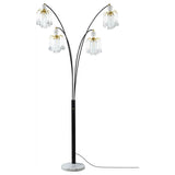 Maisel - Hanging Crystal Arc Tree Floor Lamp - Black by CoasterEssence | Bel Furniture