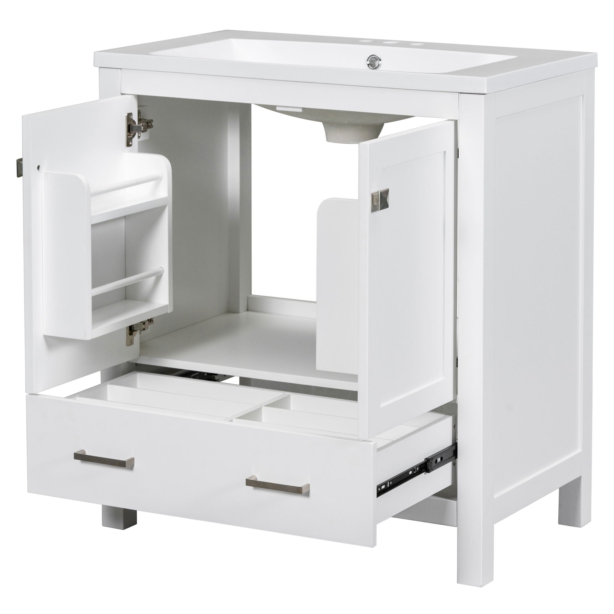 Bathroom Vanity With Single Sink, Combo Cabinet Undermount Sink, Bathroom Storage Cabinet With 2 Doors And A Drawer, Soft Closing, Multifunctional Storage, Solid Wood Frame