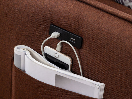 Mia - Sectional Sofa Chaise With USB Charger And Pillows - view 9