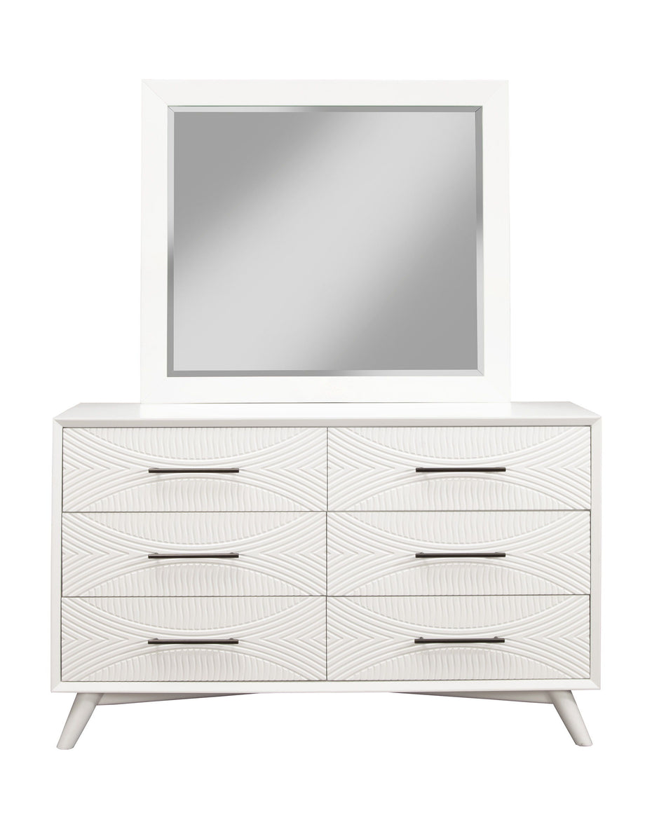 Solid Wood 6 Drawer Double Dresser - White