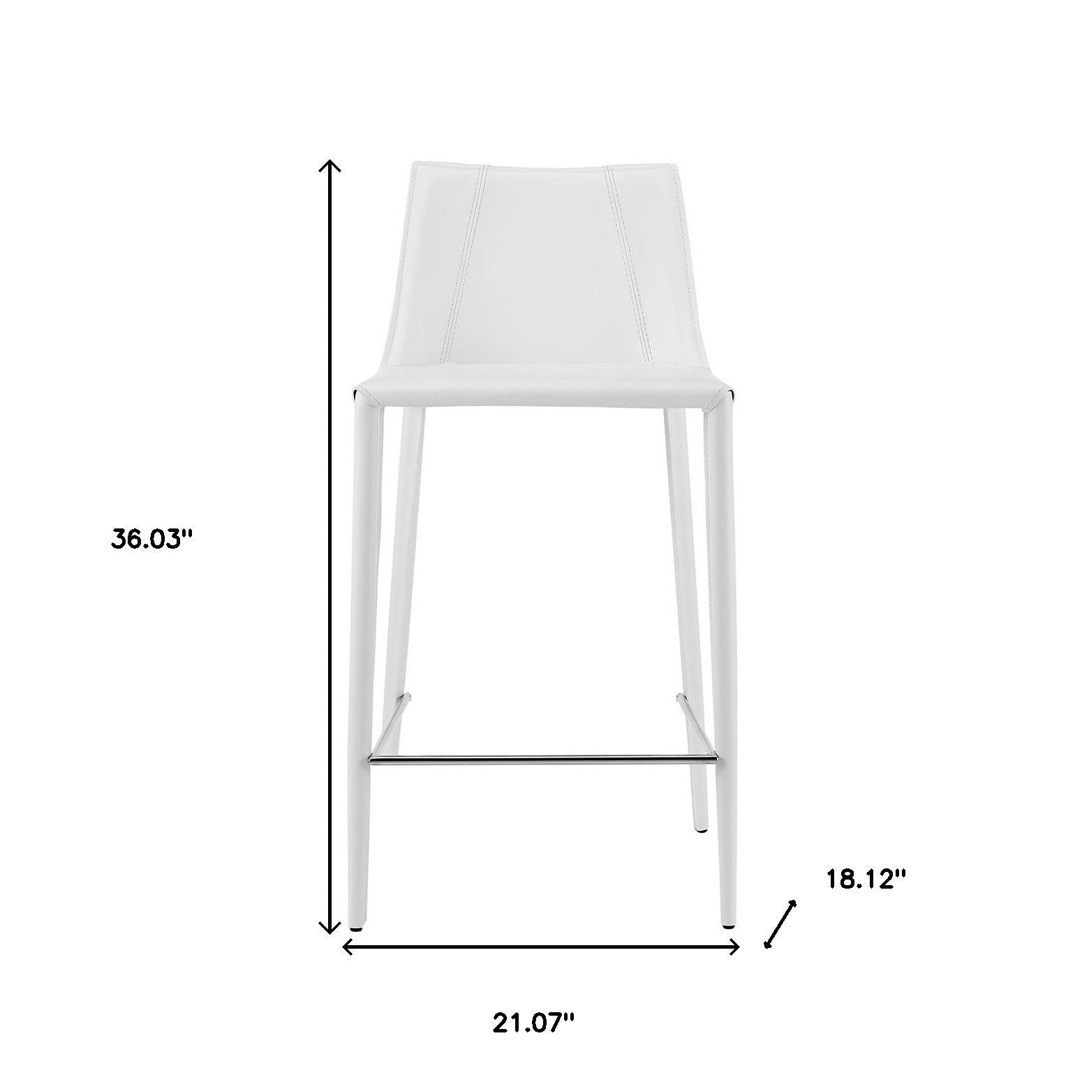 Steel Low Back Counter Height Bar Chair - White