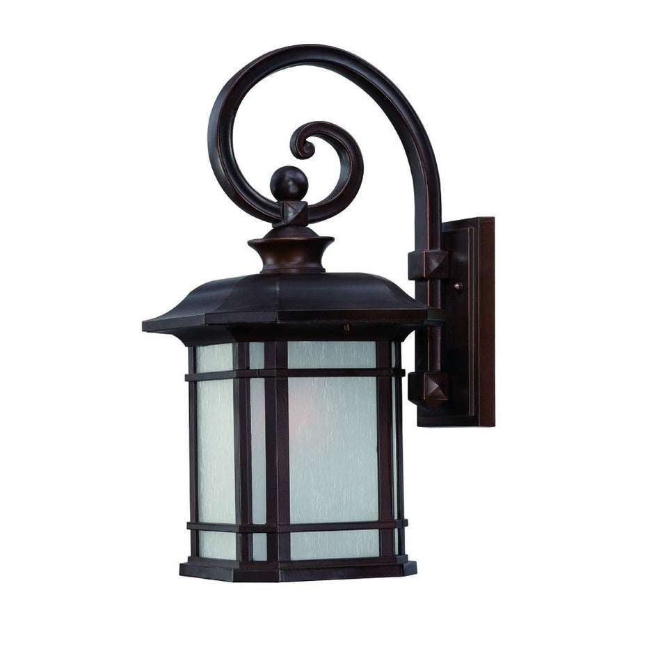 Xl Frosted Linen Glass Lantern Wall Light - Antique Bronze