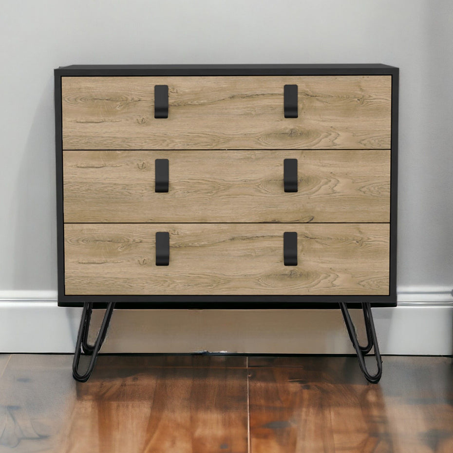 Three Drawer Dresser - Natural / Black