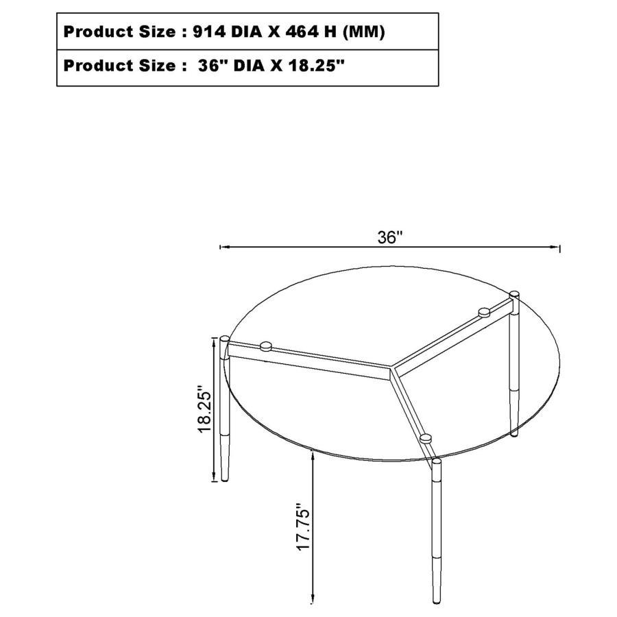 Rosalie - Round Smoked Glass Top Coffee Table - Sandy Black