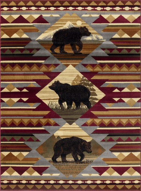 Nature's Nest - 5'3" X 7'3" Lodge Area Rug Polypropylene - Multi, Red - view 4
