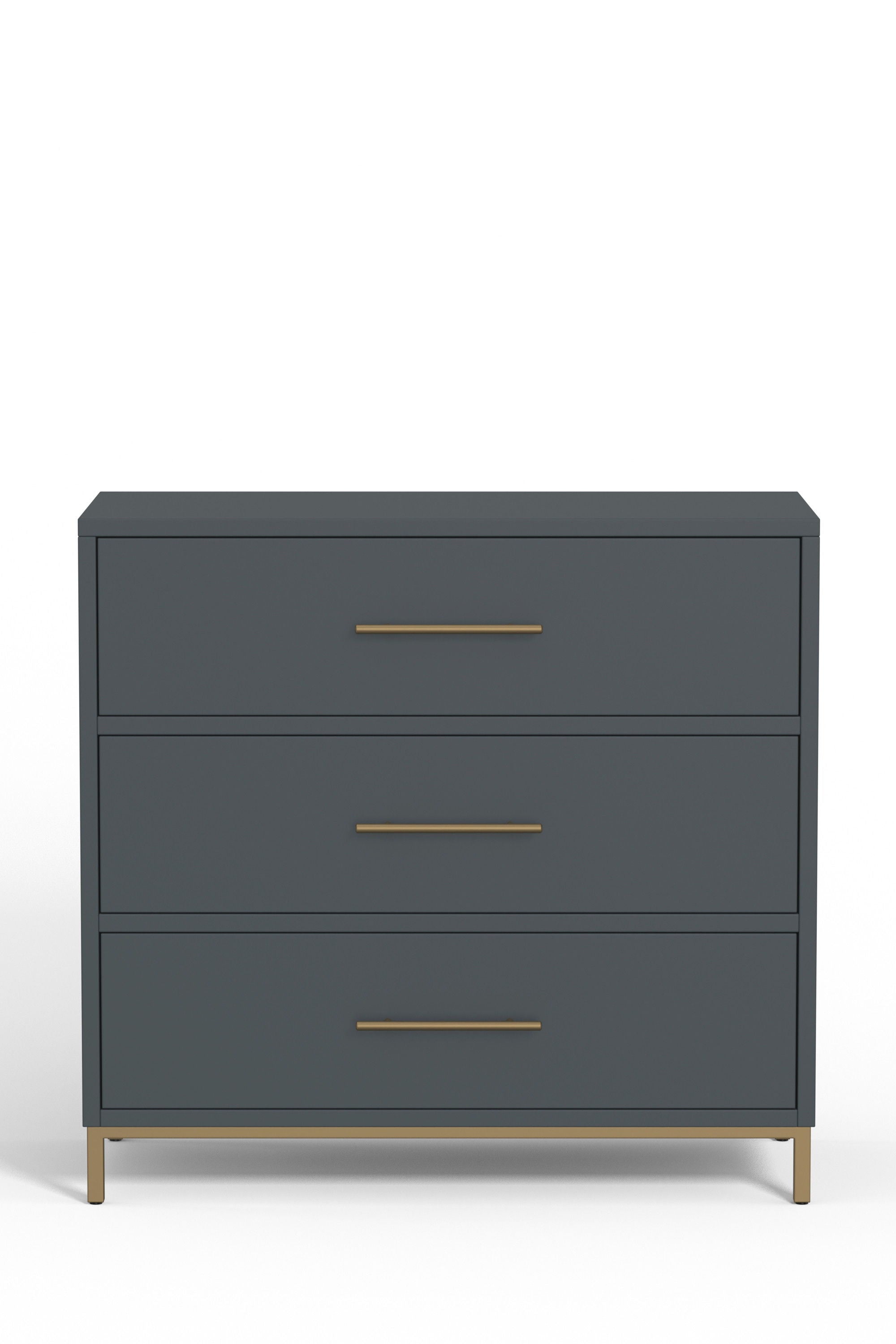 Solid Three Drawer Chest - Gray