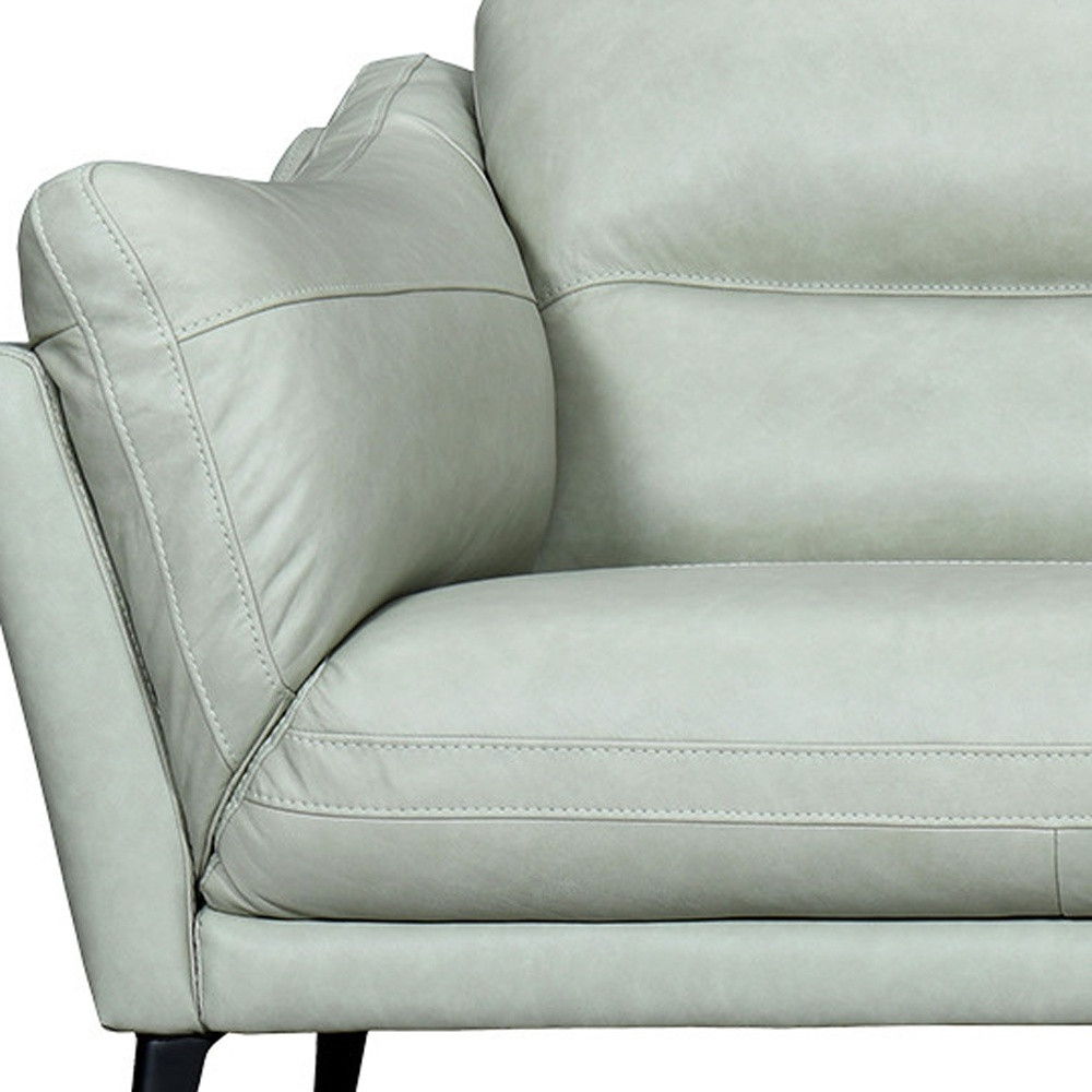 Leather Sofa With Black Legs - Mint Green