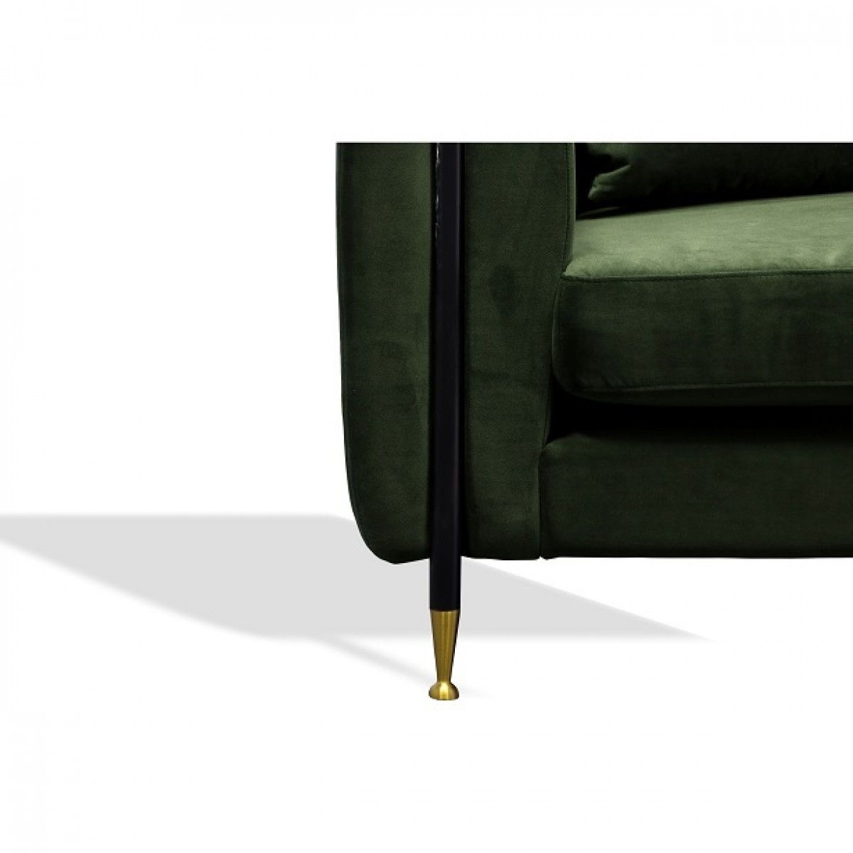 Velvet Sofa With Black And Gold Legs - Dark Green