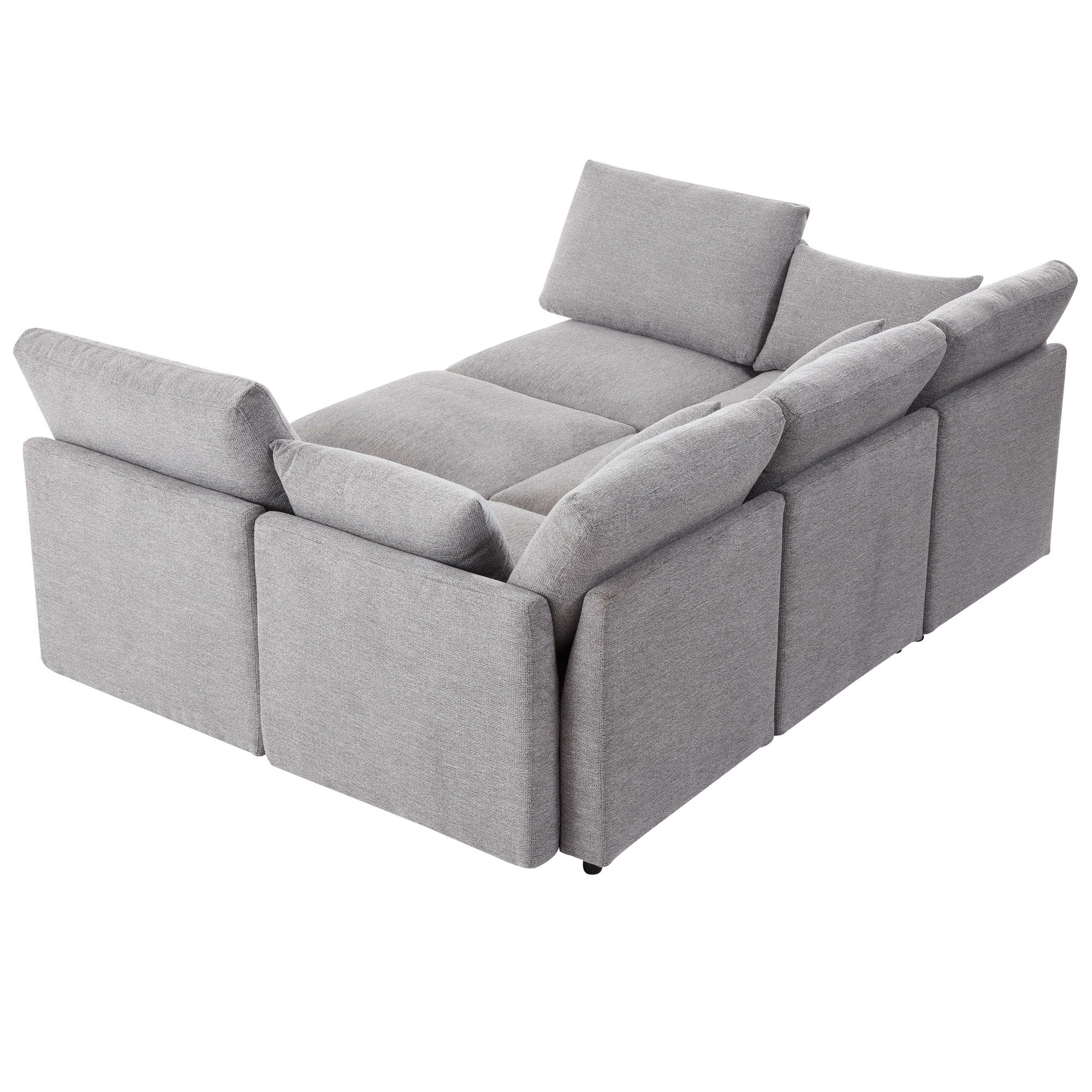 Sectional Sofa Modular Sofa U - Shaped Sofa Couch Sofa Bed L - Shaped Sofa With A Movable Ottoman And Two USB Ports For Living Room