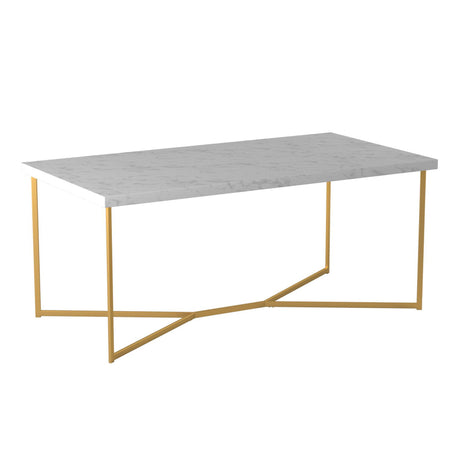 Modern Glam Metal And Faux Marble Coffee Table Gold by Walker Edison | Bel Furniture