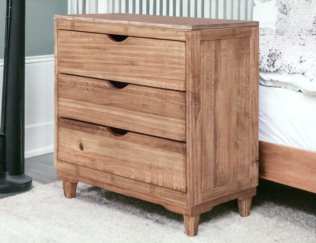 Solid Wood Three Drawer Chest - Natural