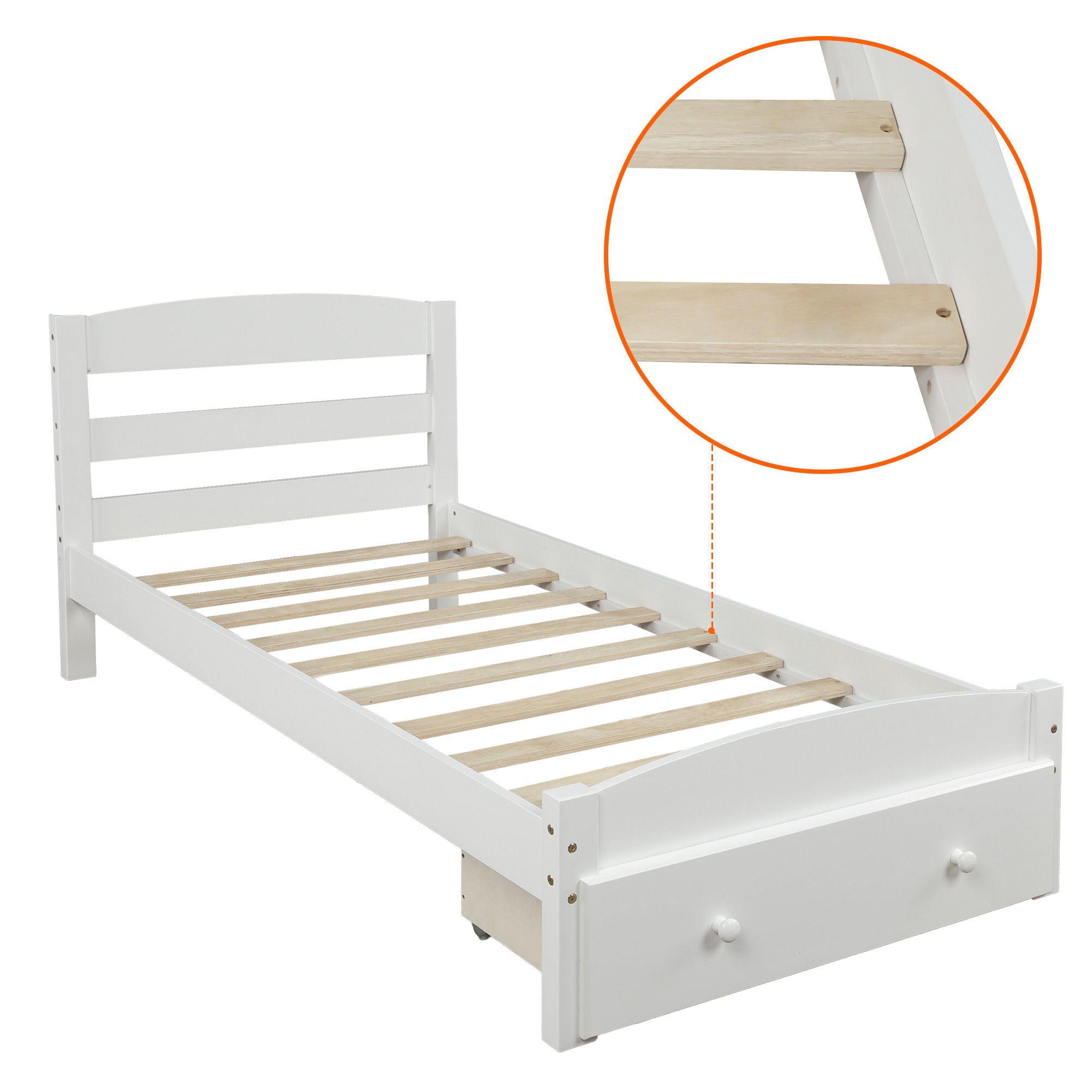 Platform Bed Frame With Storage Drawer And Wood Slat Support No Box Spring Needed