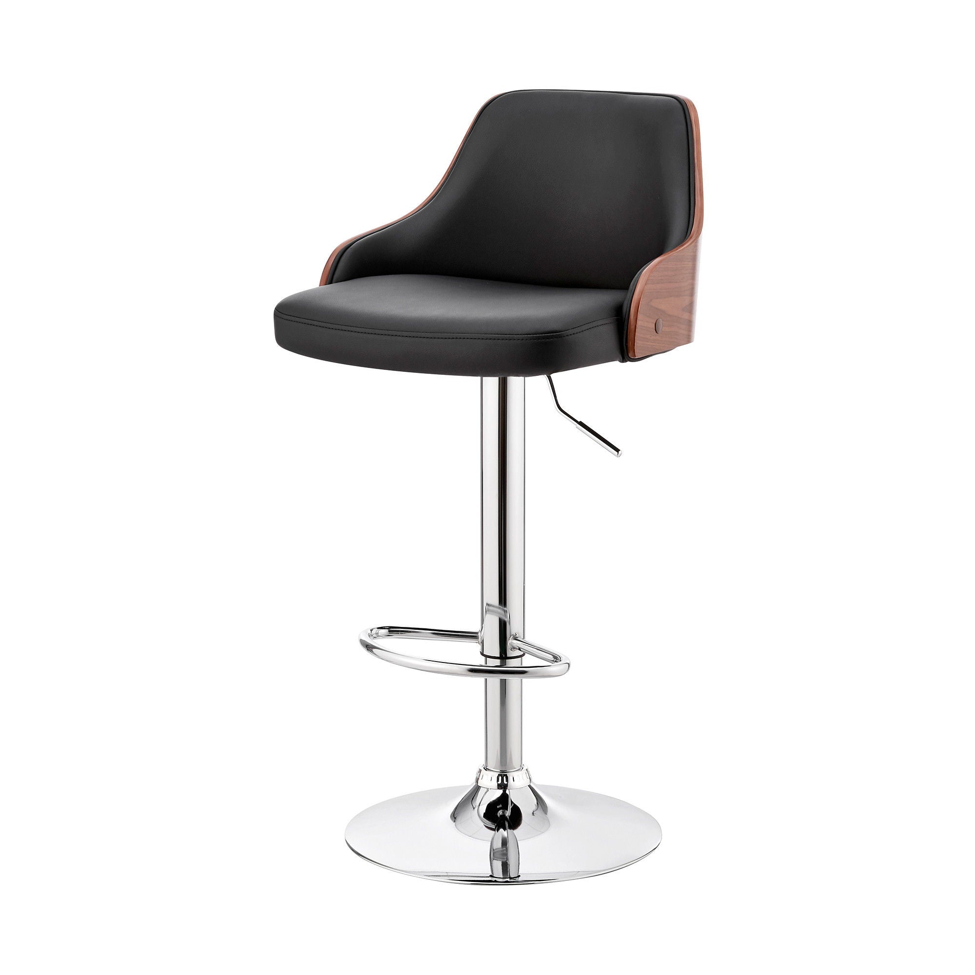 Swivel Adjustable Height Bar Chair - Black / Silver