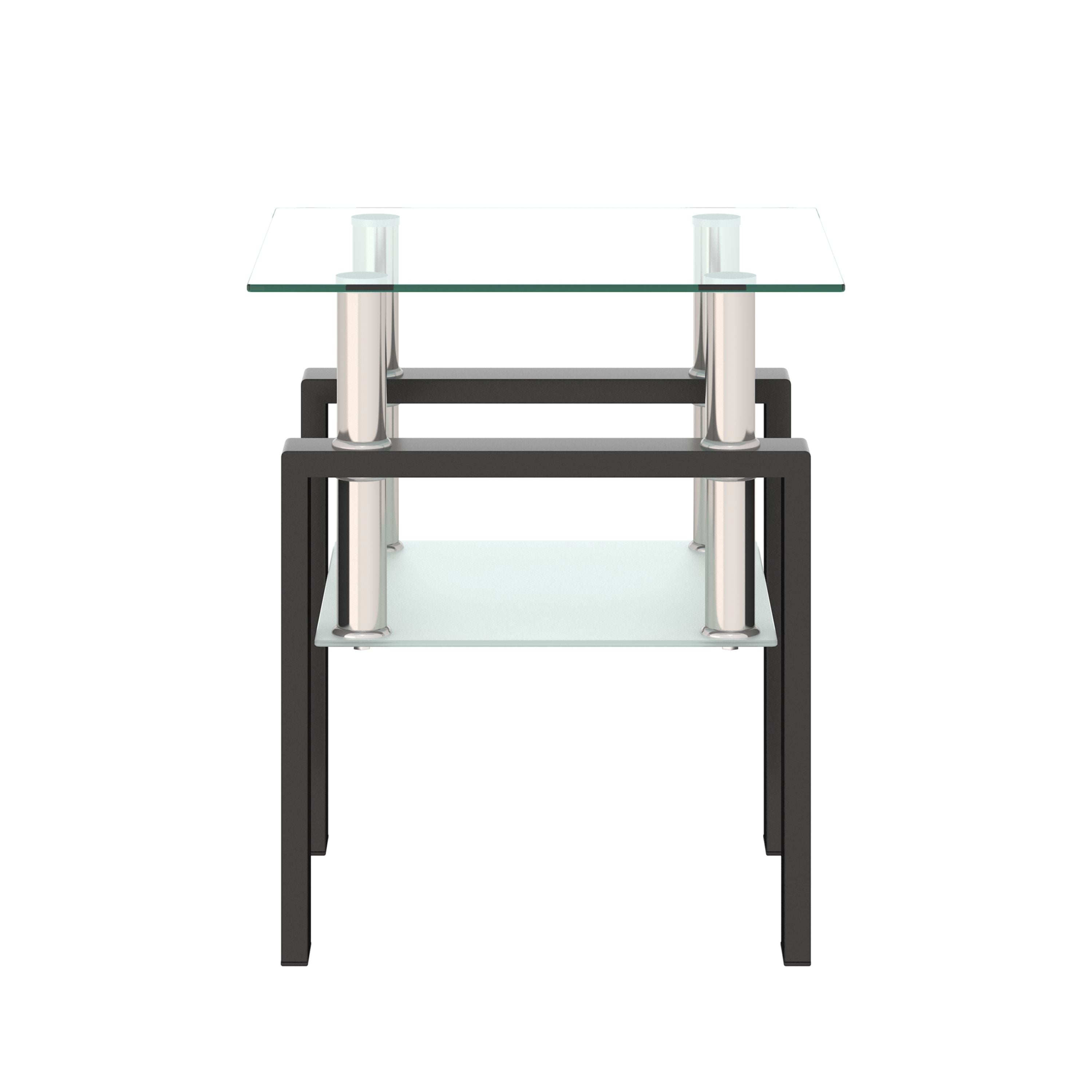 Modern Tempered Glass Tea Table, End Square Table For Living Room