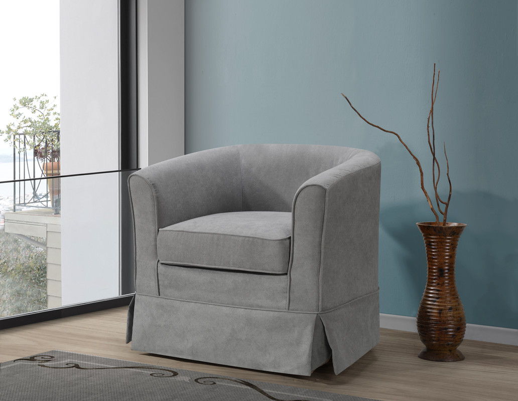 Tucker - Woven Fabric Swivel Barrel Chair by Lilola Home | Bel Furniture