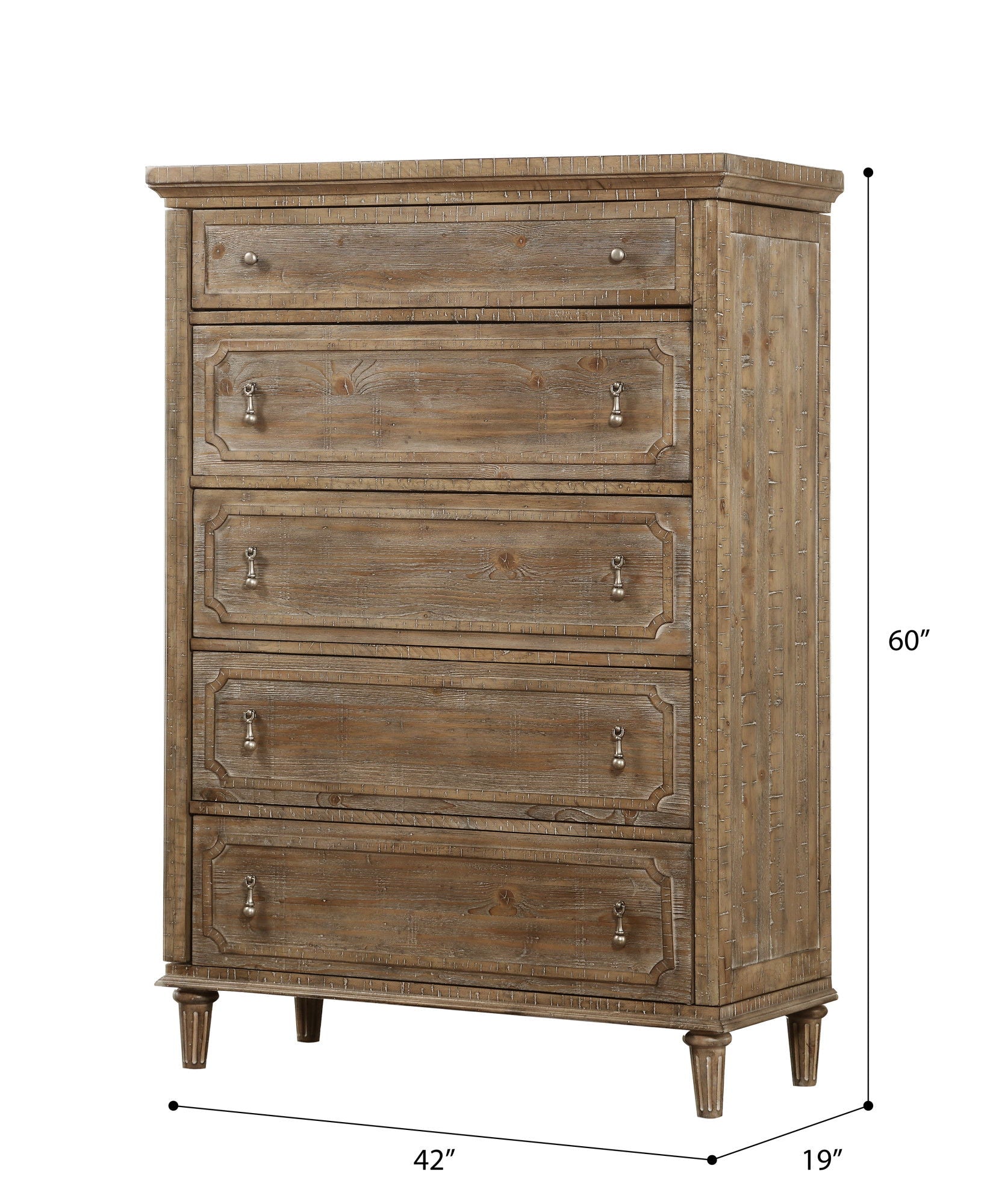 Ludin - 5 Drawer Chest - Taupe