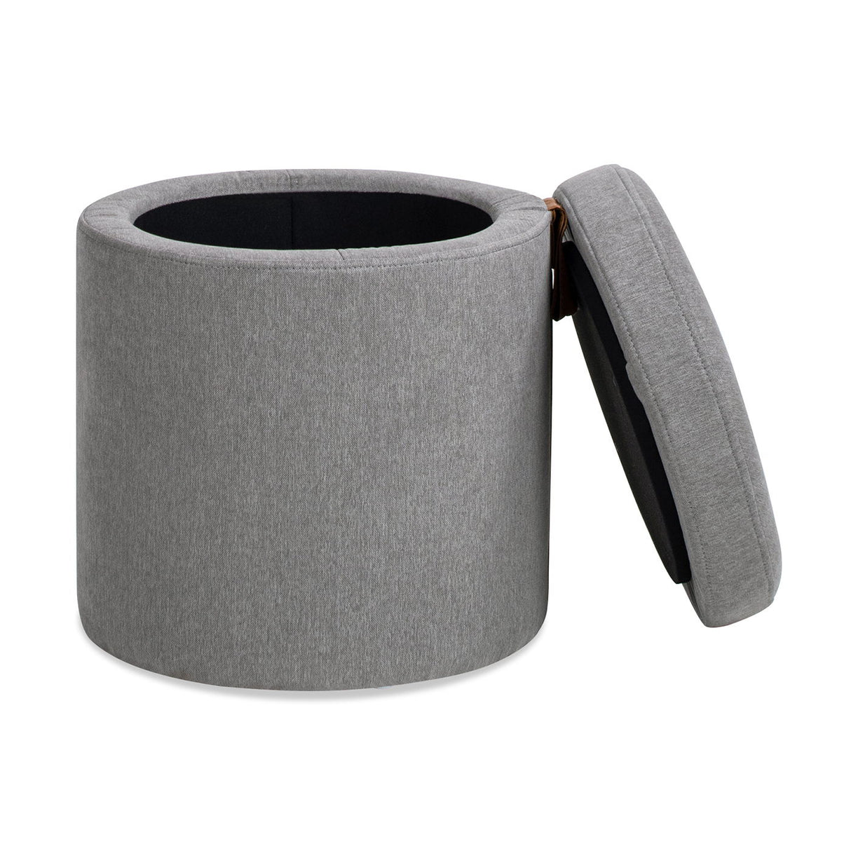 Brandy - Round Upholstered Storage Ottoman With Leather Accent by Jennifer Taylor Home | Bel Furniture