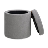 Brandy - Round Upholstered Storage Ottoman With Leather Accent by Jennifer Taylor Home | Bel Furniture