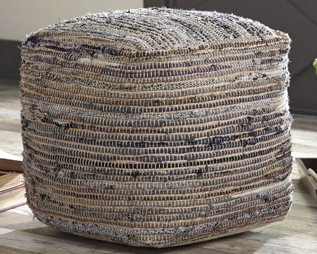 Absalom - Denim - Pouf by Signature Design by Ashley® | Bel Furniture