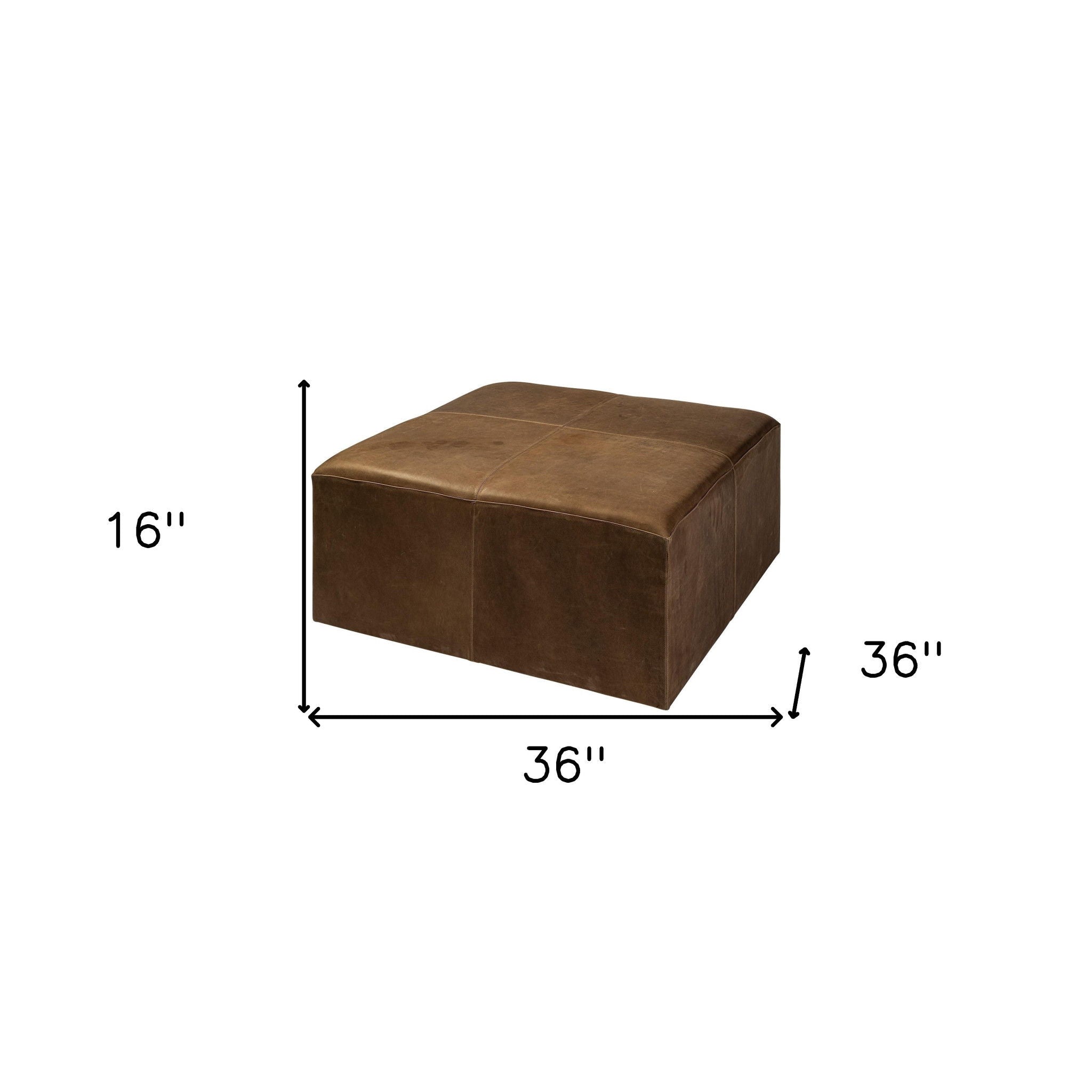 Faux Leather Cube Ottoman - Brown