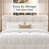 Pula - Queen Platform Bed With Upholstered Headboard, Slat Support, No Box Spring Needed - Ivory