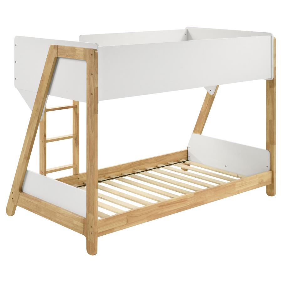 Wyatt - Wood Twin Over Twin Bunk Bed - White And Natural by Coaster Fine Furniture | Bel Furniture