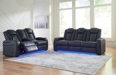 Fyne-dyme - Reclining Living Room Set Blue 2 Pc. - Power Reclining Sofa, Power Reclining Loveseat by Signature Design by Ashley® | Bel Furniture